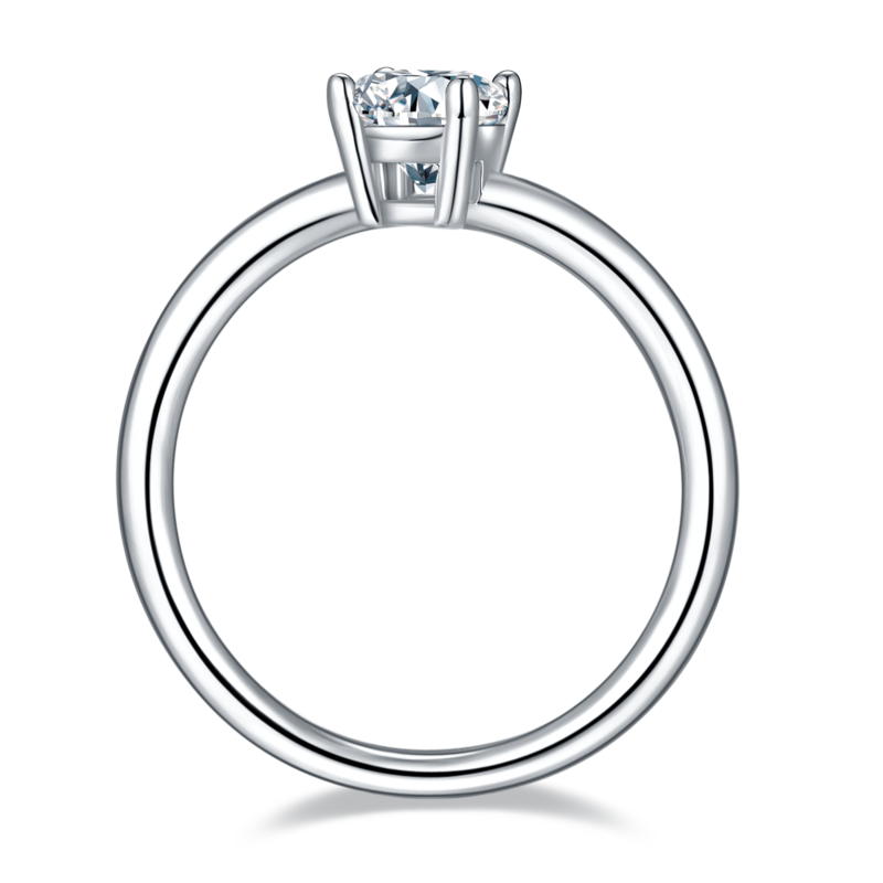 Classic蛋形S925银镀白金MoissaniteWomen's Ring1.0ctD级
